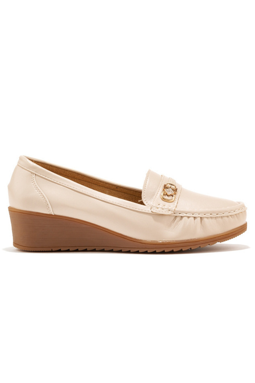 mocassini da donna beige con fibbie