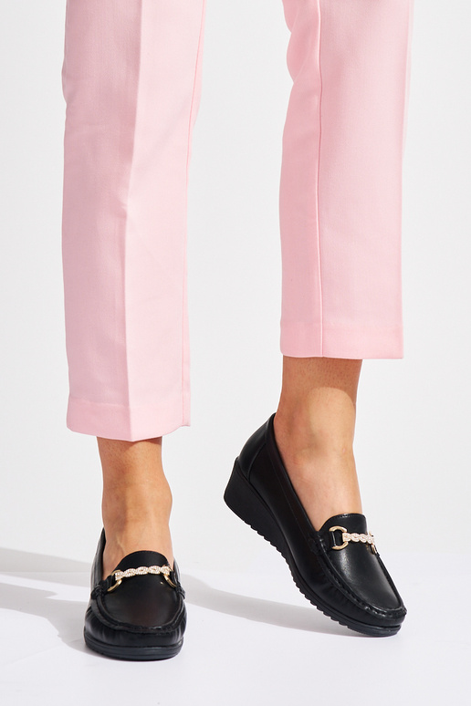 mocassini da donna neri su zeppa con...