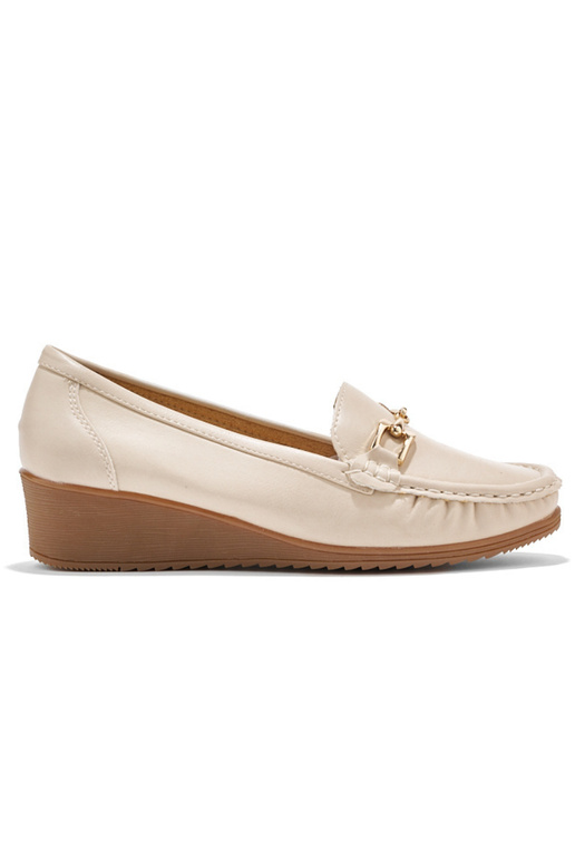 mocassini da donna beige con fibbie