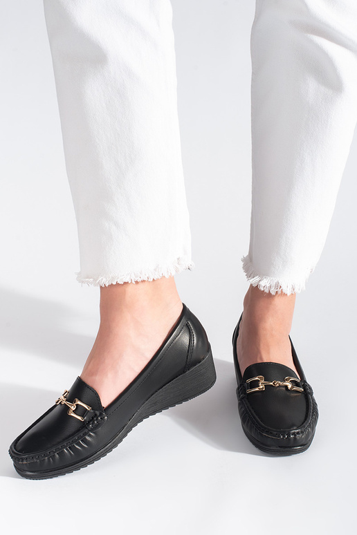 mocassini da donna neri con fibbie