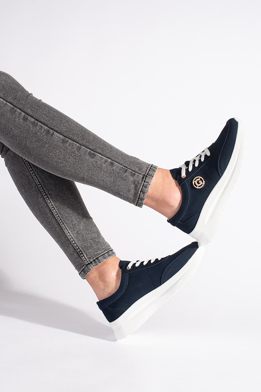 Scarpe modello Sneakers in pelle blu...