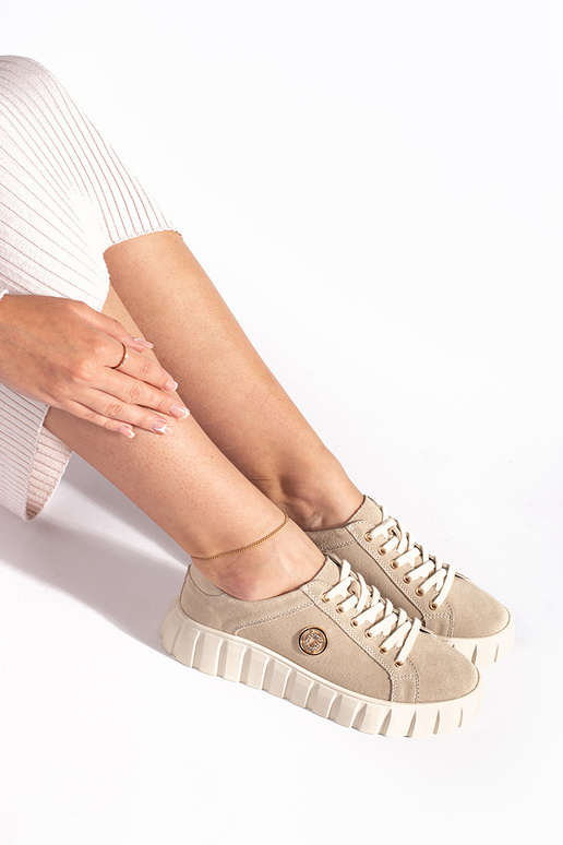 Stivaletti avorio con plateau In...