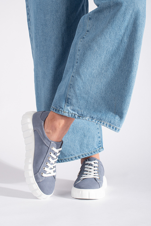 Stivaletti azzurri con plateau in...