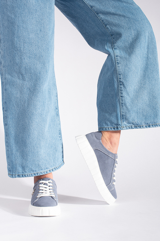 Stivaletti azzurri con plateau in...