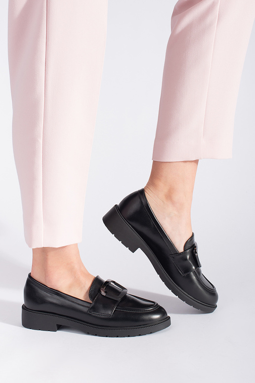 mocassini da donna neri con fibbie