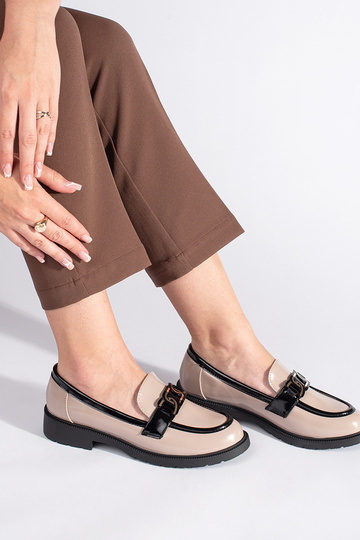 beige laccato mocassini da... 2