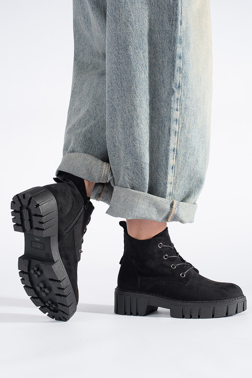 scarpe stringate in camoscio nero di...