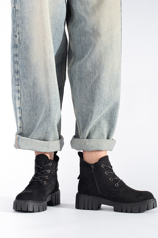 scarpe stringate in camoscio nero di...