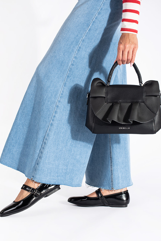 nero borsa elegante z ozdobną falbanką