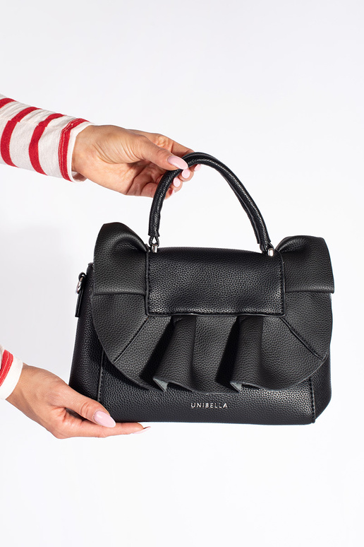 nero borsa elegante z ozdobną falbanką