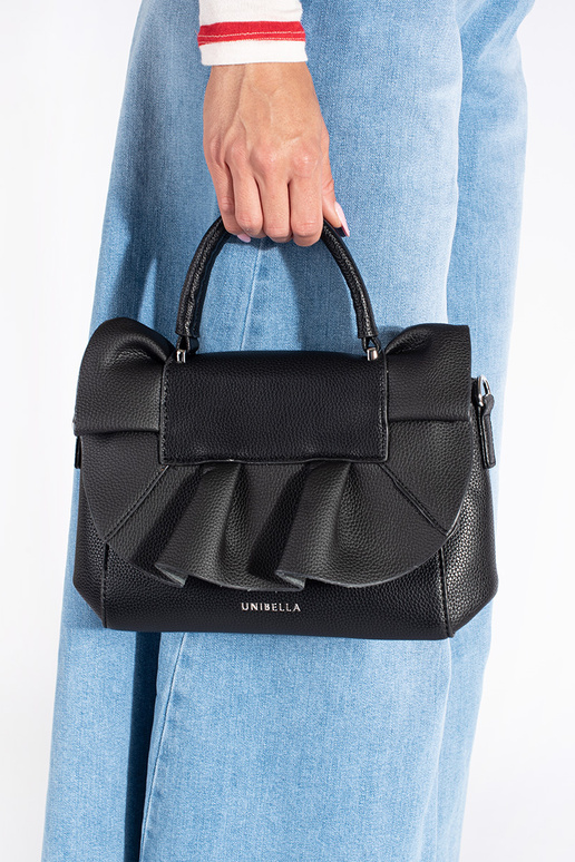nero borsa elegante z ozdobną falbanką