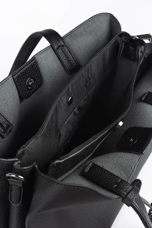 borsa a mano grande nera con frange