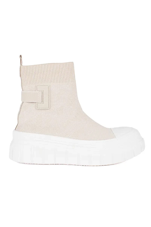 stivali alti con plateau color avorio