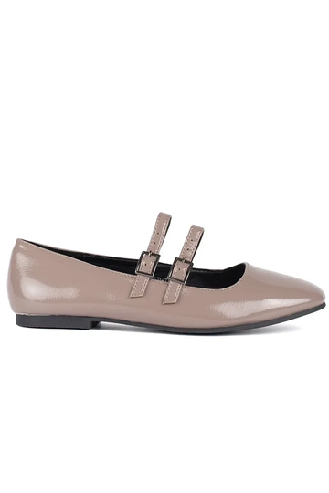 beige laccato ballerine con...