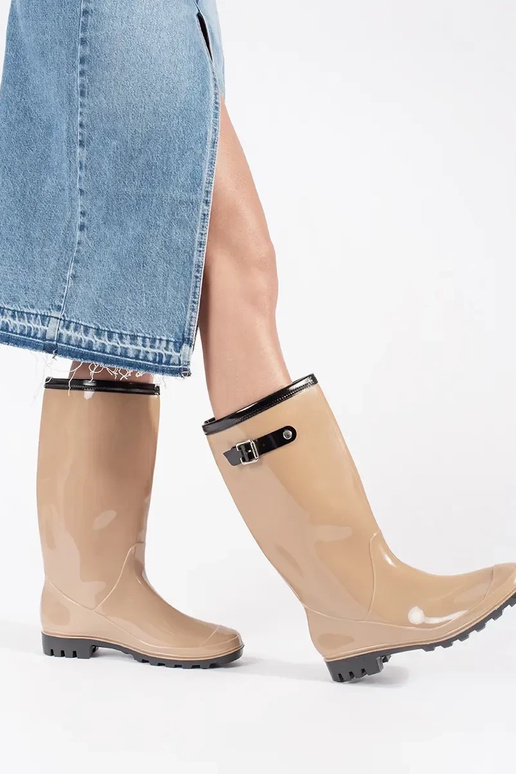 Stivali in gomma verniciata beige