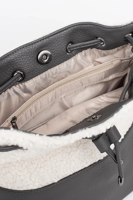 Borsa elegante grigia con pelliccia