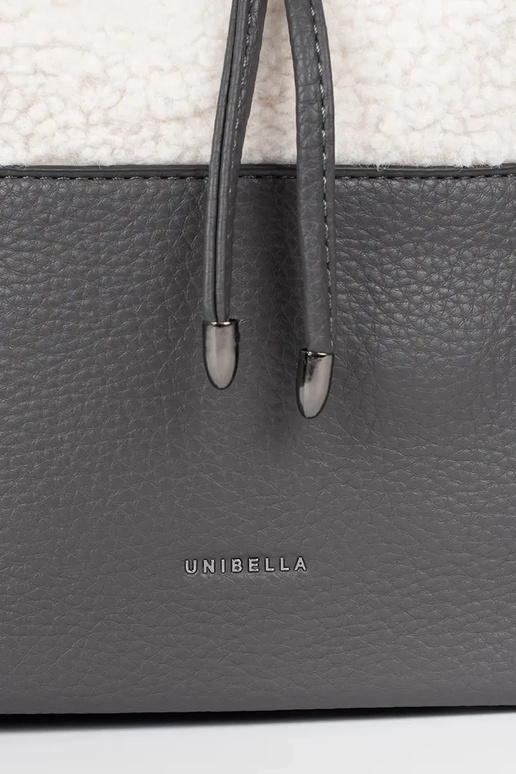 Borsa elegante grigia con pelliccia