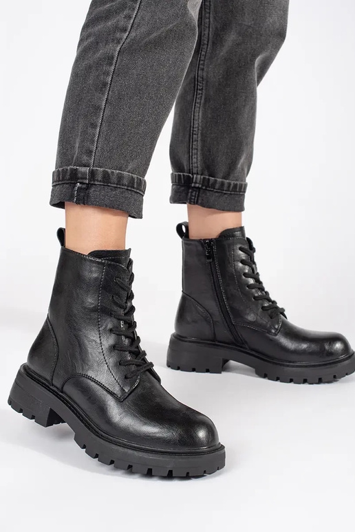 Scarpe con plateau in pelle nera da...