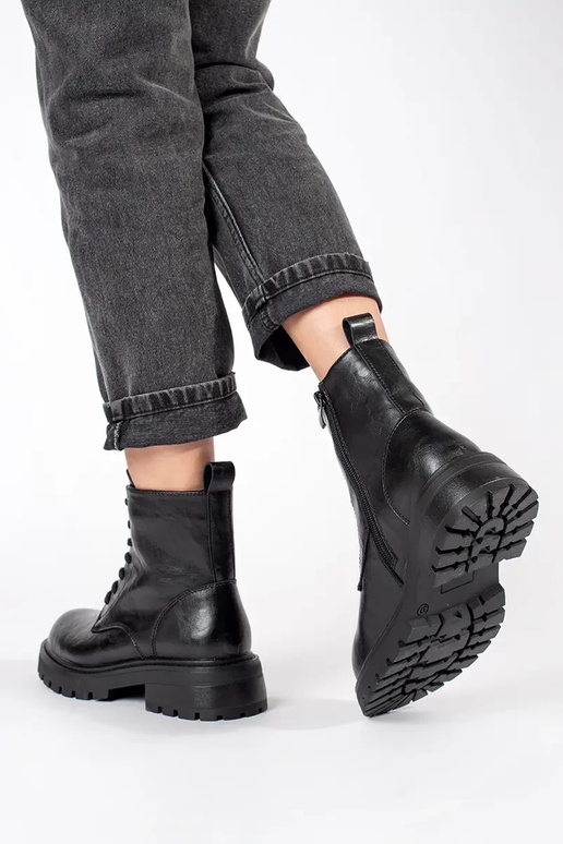 Scarpe con plateau in pelle nera da...