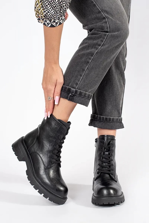 Scarpe con plateau in pelle nera da...