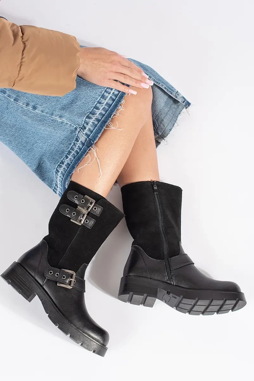 Scarpe da donna in pelle nera con...