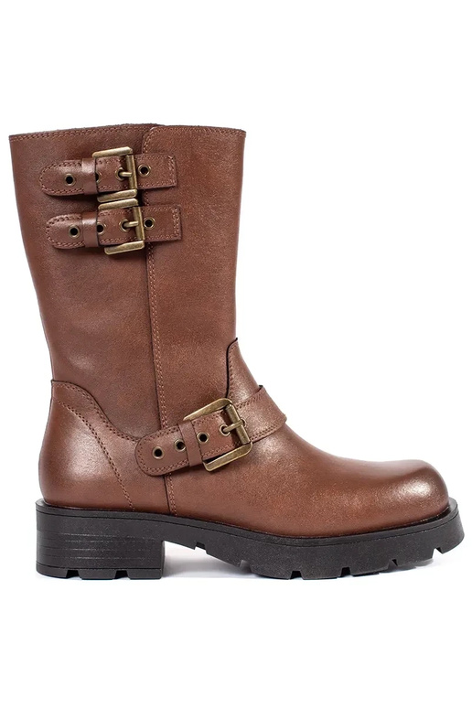 Scarpe da donna in pelle marrone con...