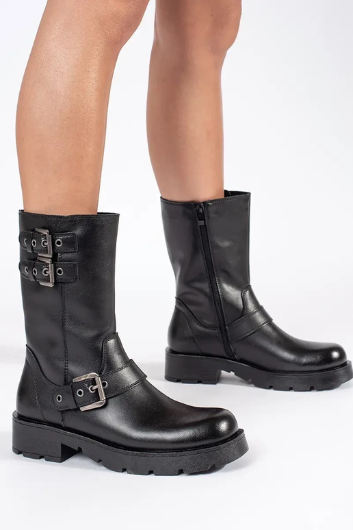 Scarpe da donna con plateau in pelle...