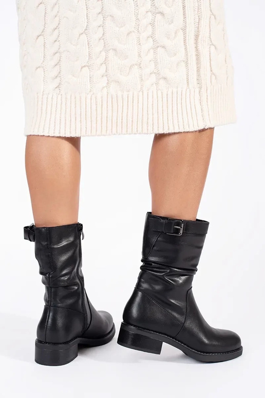 scarpe da donna isolanti in pelle nera