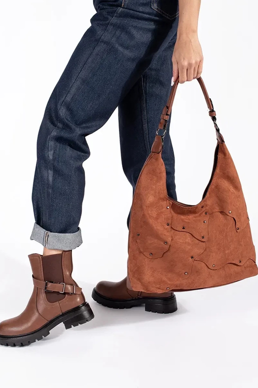 Scarpe da donna in pelle marrone con...