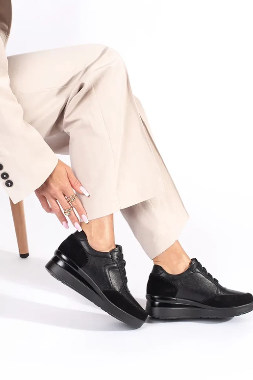 scarpe con zeppa da donna in pelle...