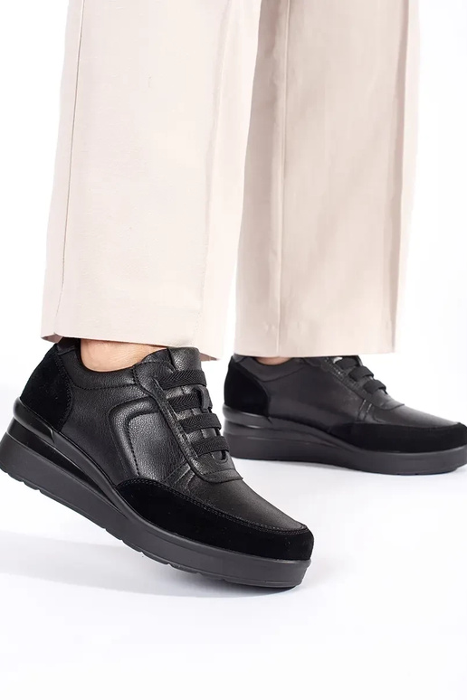 scarpe con zeppa da donna in pelle...