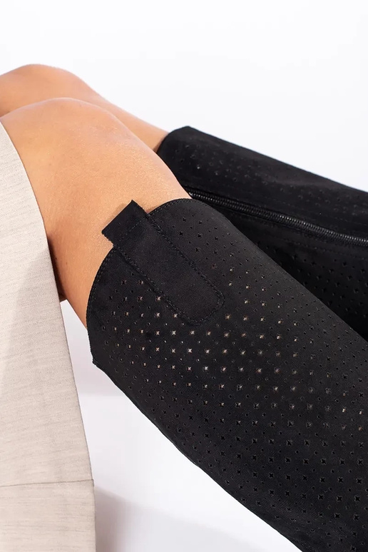 stivali in pelle scamosciata nera con...