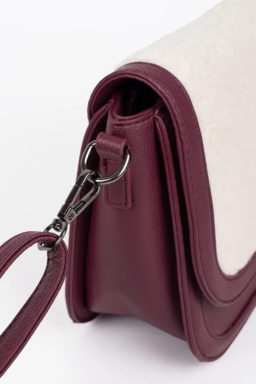 Borsa bordeaux con pelliccia