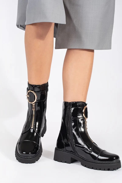 colore nero laccato scarpe z ozdobnym...