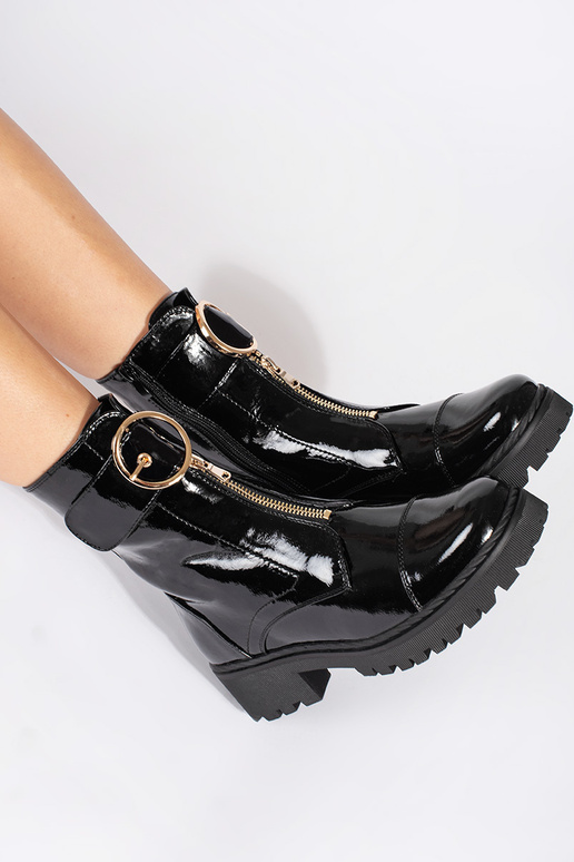 colore nero laccato scarpe z ozdobnym...