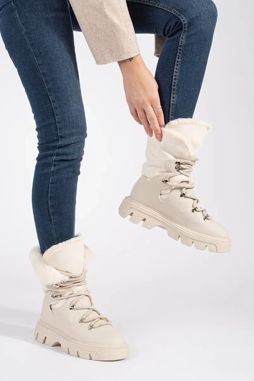 beige allacciato Doposci da donna con...