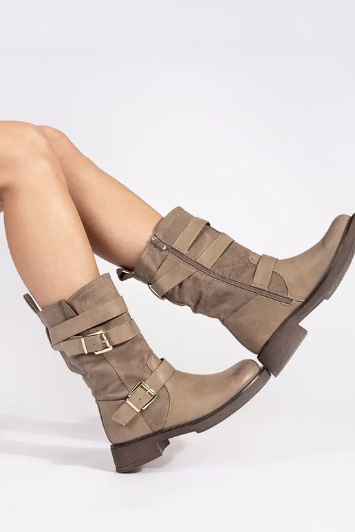 Scarpe con tacco basso da donna beige...