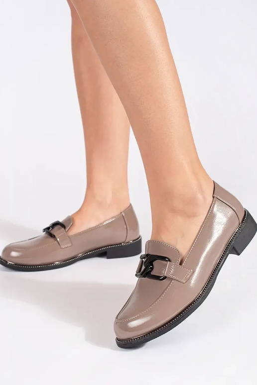 beige mocassini mocassini ze skórzaną...