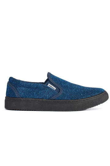 Scarpe slip-on blu con glitter