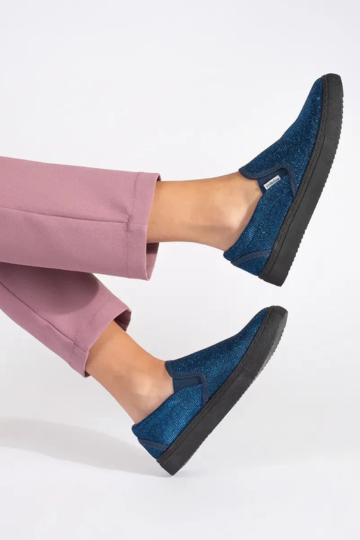 Scarpe slip-on blu con glitter
