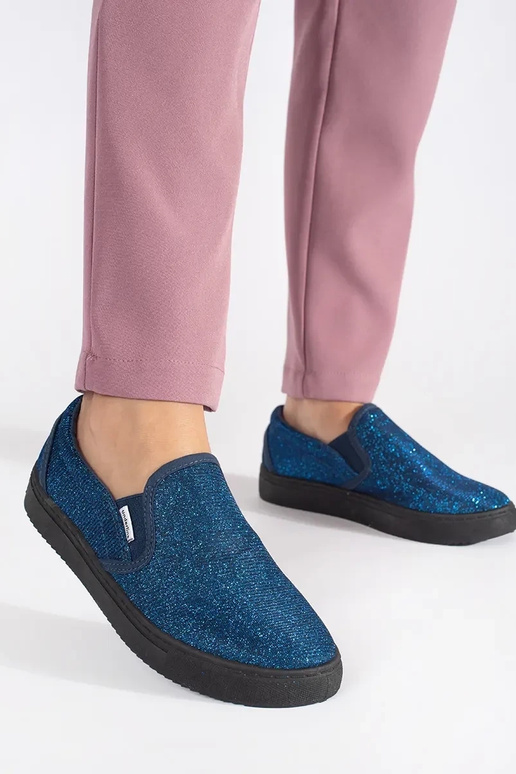 Scarpe slip-on blu con glitter