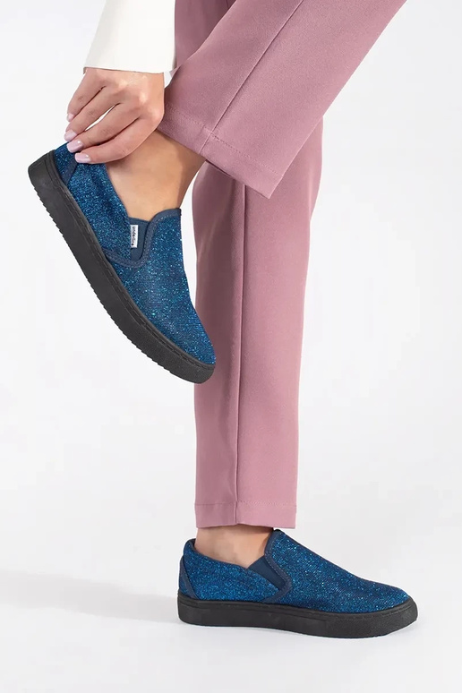 Scarpe slip-on blu con glitter