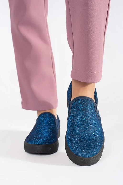 Scarpe slip-on blu con glitter