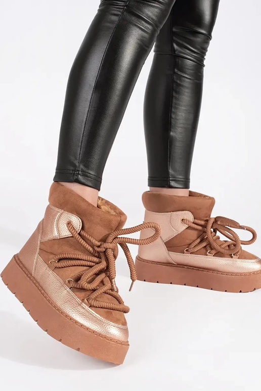 colore marrone allacciato Doposci da...