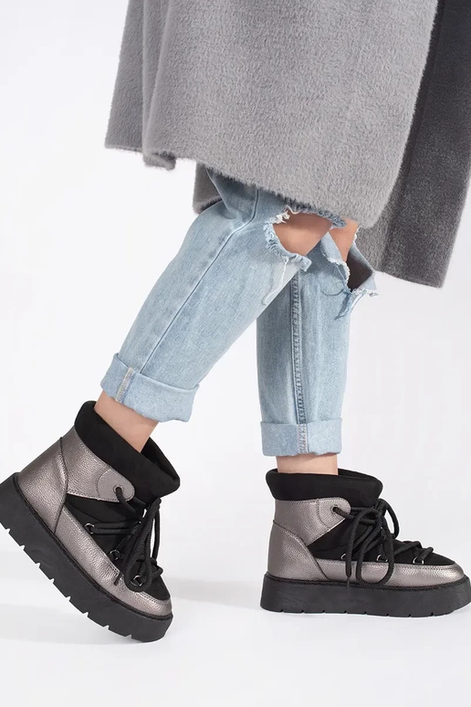 Nero e-argento allacciato Doposci da...