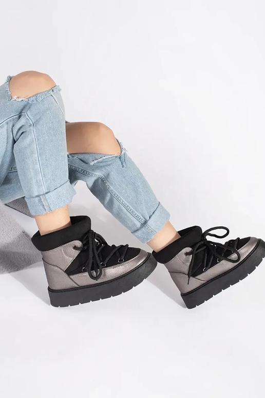 Nero e-argento allacciato Doposci da...