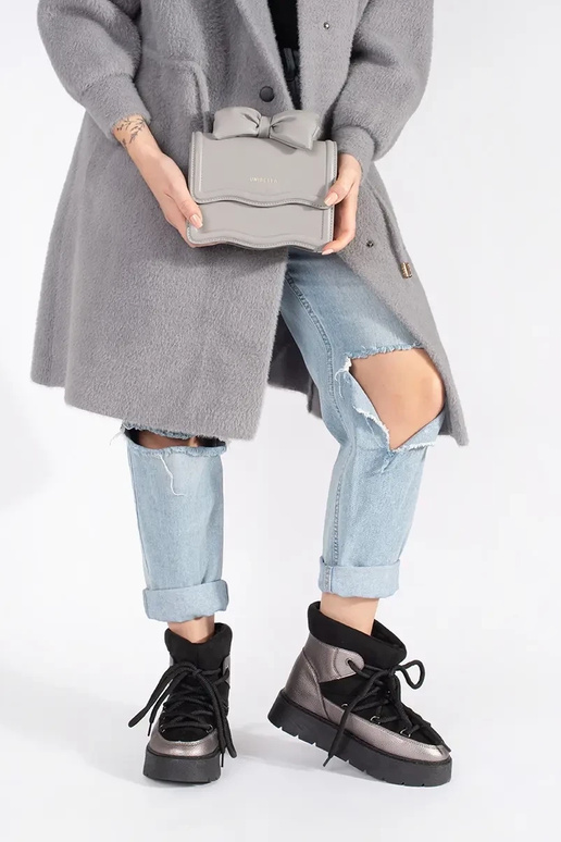 Nero e-argento allacciato Doposci da...