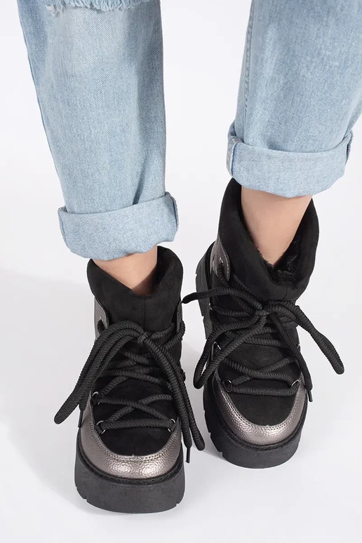 Nero e-argento allacciato Doposci da...