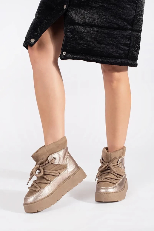 beige allacciato Doposci da donna su...