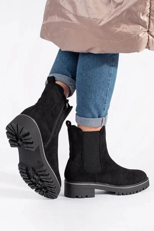 Scarpe piatte nere in suede con suola...